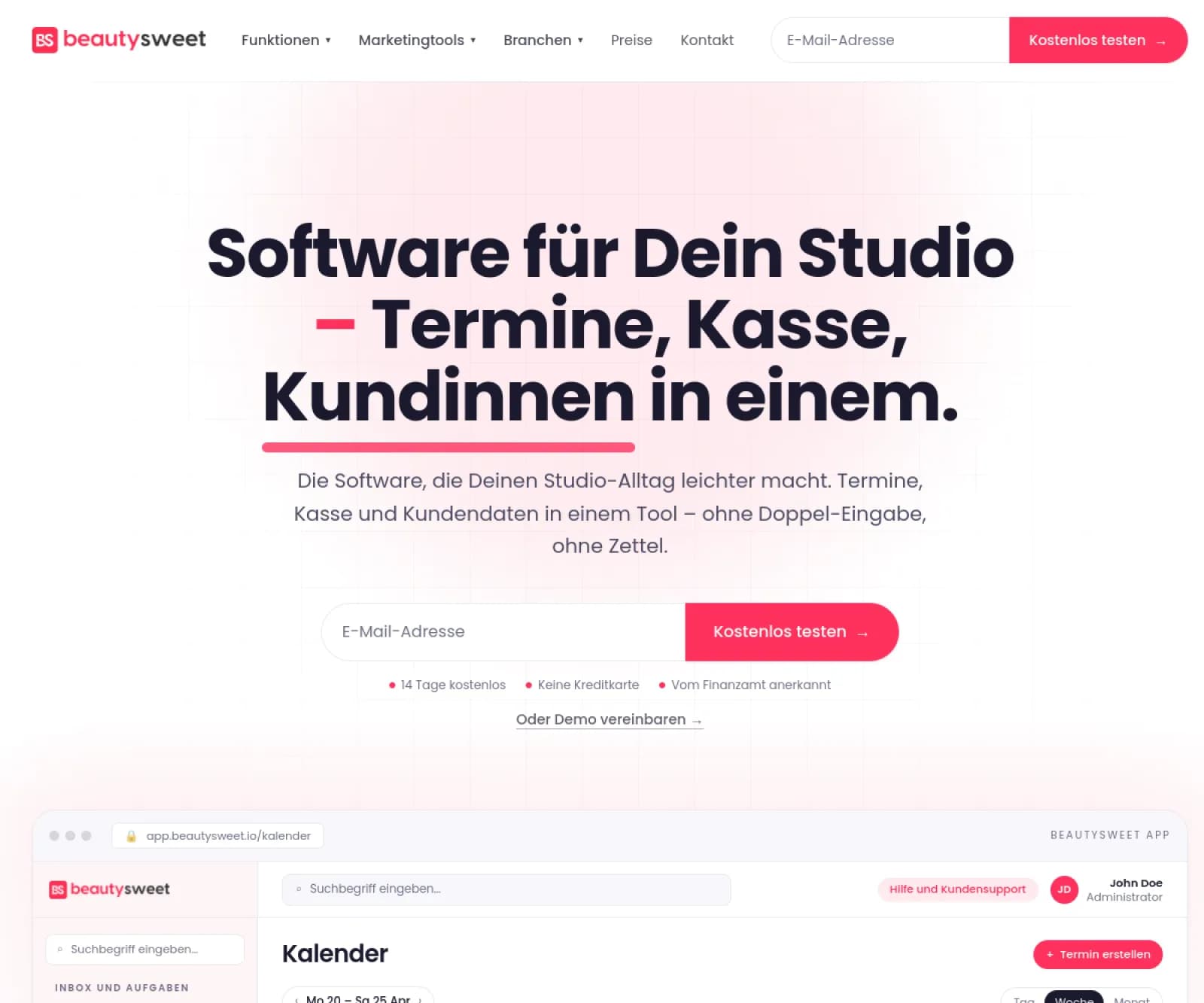 Beautysweet.io - Salon-Software, die wirklich vom Tresen kommt. - Screenshot der SaaS-Oberfläche von 0x0 Labs
